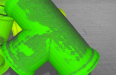 Thermal image of a T-pipe section.