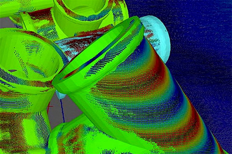 Thermal image of a T-pipe section.