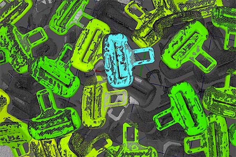 Thermal image of acoustic harnesses in a crate.