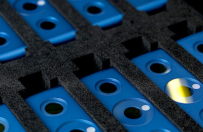 Ensenso 3D cameras in a foam-padded case.